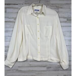 Pendleton Blouse Womens Shirt Sz 6 Cream Top Shirt Button Front Office Career